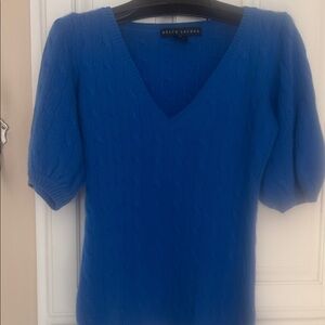 Ralph Lauren Cobalt Blue V-Neck Sweater cashmere cable sweater
